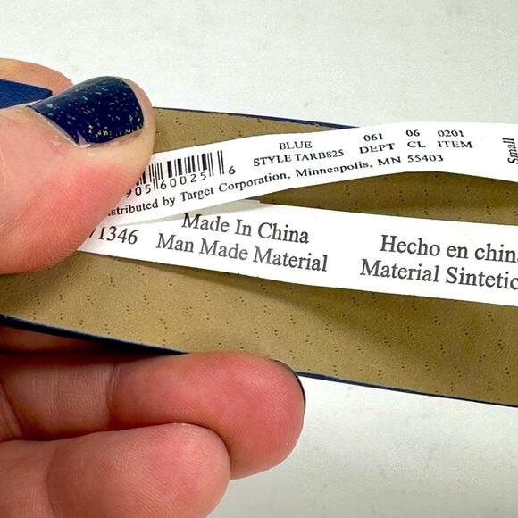 Retro Style Grommet Holes Blue Vegan Belt New with Tags - Picture 3 of 4